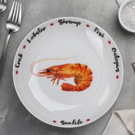 Porcelain Porcelain deep Sealife, 600 ml, D = 20 cm, MIX drawing-3