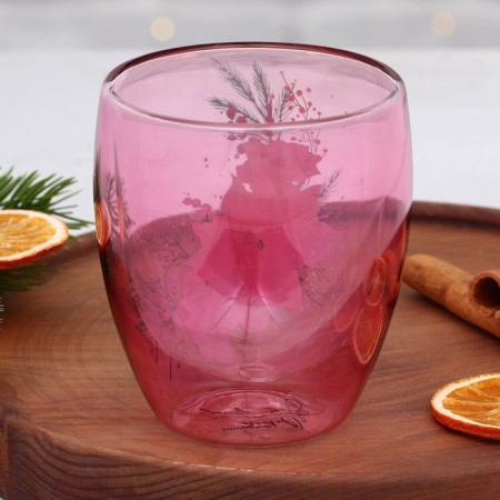 A glass with double walls "Pink Tale", 300 ml-2