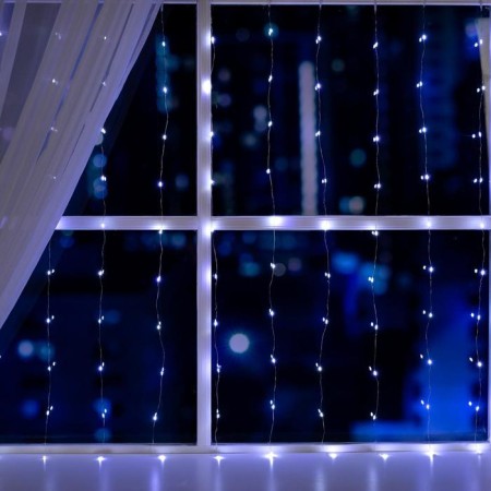 Garland "Curtain" 1 × 1 m dew, IP20, silver thread, 100 LED, white glow, 12 V
