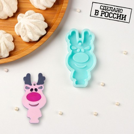 Silicone Mold "Deer", 8 × 3.7 × 0.8 cm, Biryuzovoy color