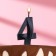 Candle in the cake "Fine", number 4, black metallic, 6.5 cm