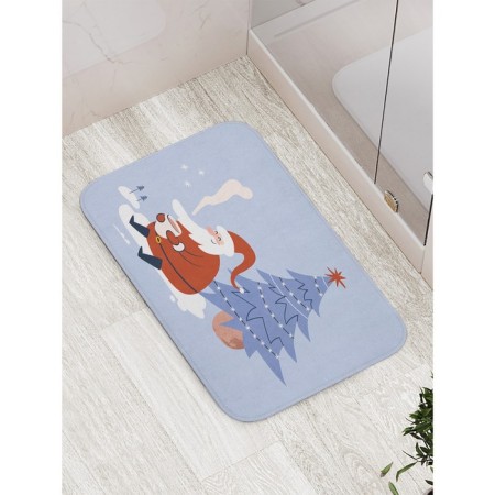 Bathroom mat “Santa Claus under the Christmas tree”, anti -slip, size 52x77 cm