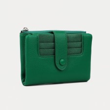 Women's wallet on the button, green color