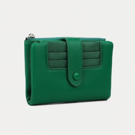 Women's wallet on the button, green color