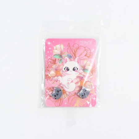 Earrings "cats", 2 x 1.5 cm-6