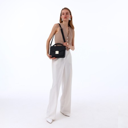 Women's bag on the valve, Textura, small size, black color-14