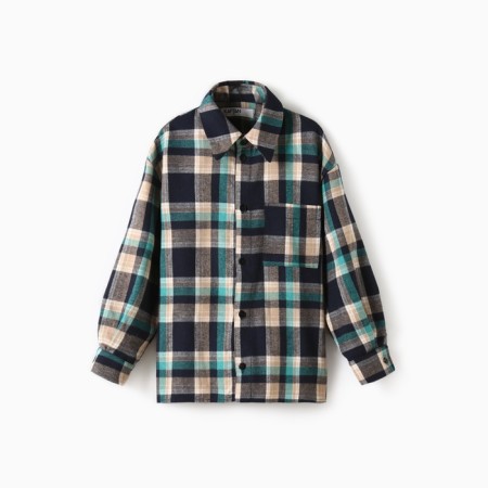 A shirt for a boy in a cage KAFTAN, p. 32 (110-116 cm), blue