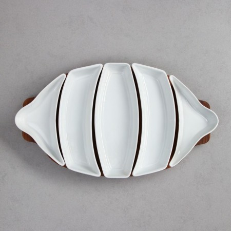 Menzhitsa, wooden base, 2 pcs: 150 ml, 2 pcs: 200 ml, 1 pc: 250 ml, porcelain, Iran-3