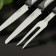 Faded knife set, 3 objects: knives, meat fork, gray color