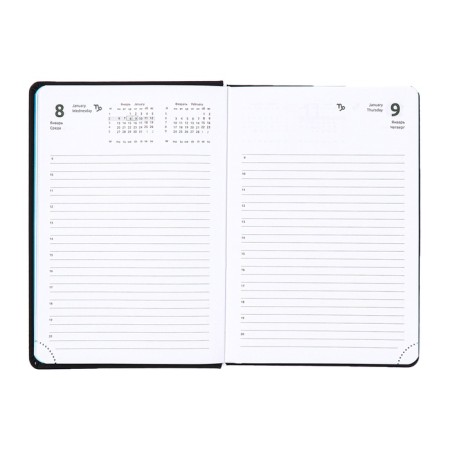 Dated diary 2025, Devente. Flag, B5 168 sheets, Devente. Duo, a hard cover to leatherette with foam rubber, silkography, perforation, liesse, block 70 g/m2-10