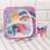 A set of children's bamboo dishes, 4 items: plate, fork, spoon, glass, My Little Pony