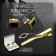 Set of men's “cufflink + clamp 6 cm for a tie” point pattern, rectangle, black color in gold