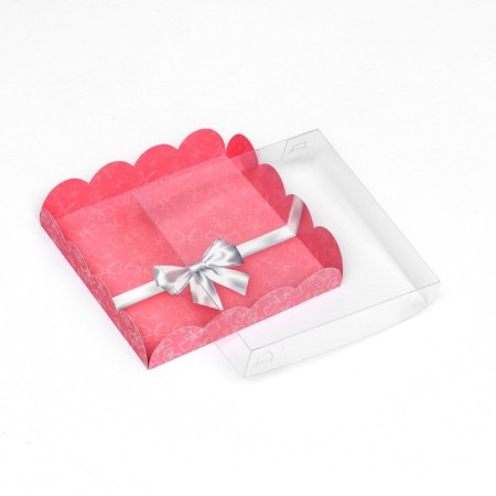 Cookie box, "silver bow" 15 x 15 x 3-3