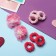 Hair elastic band "Lace" (set 8 pcs) voluminous flower mix, pink