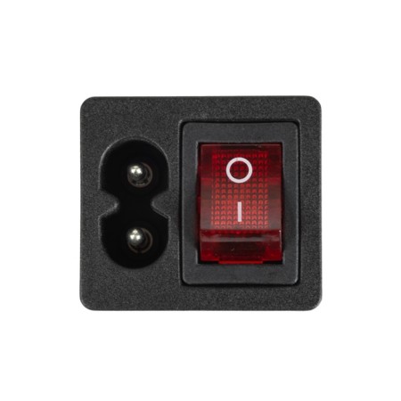 Key switch 250 V 6 A (4C) On -OFF red with backlight and plug C8 2pin Rexant-1