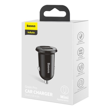 Automobile charger Baseus Grain Pro, 2USB, 4.8 A, black-10