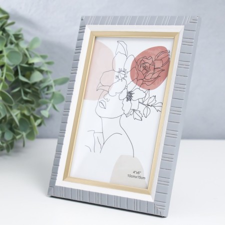 Photo frame plastic 10x15 cm "dashes" gray 17.5x12.3 cm-1