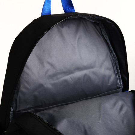School backpack from textiles on lightning, 5 pockets, black/blue color-5