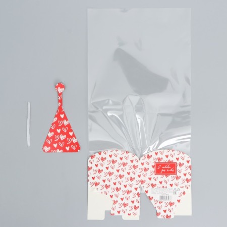 Gift package with a box, packaging, "heart", 9 x 9 x 35 cm-3
