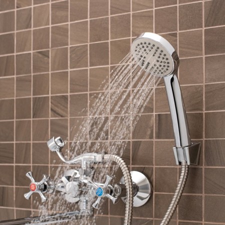 Bath mixer "RMS" SL65-140, pour 300 mm, shower set, zinc, chrome-3