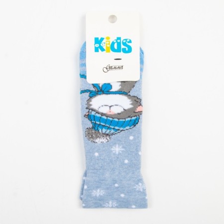 Noski children's terry, the color of light blue melange/blue, size 14-16-3