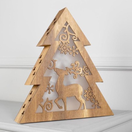 LED figure "Christmas tree" 30 × 33 × 6.5 cm, wood, batteries AAAX2 (not in the kit), glow warm white-1