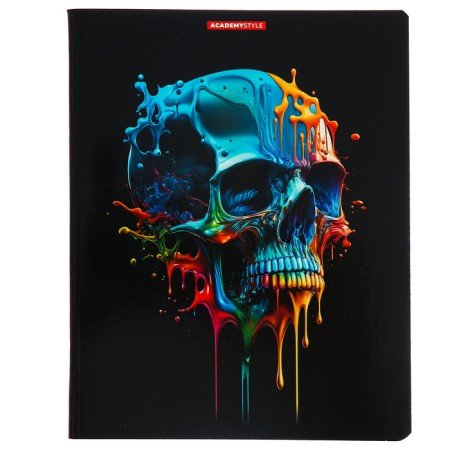 Notebook of 48 sheets in the cage "Bright Skulls", cover coated cardboard, UV-lak, mix-3