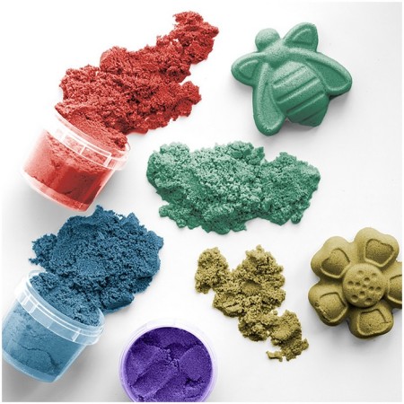 Sand for modeling "Raccoon in the desert", 6 colors, 720 g, in a jar, 4 forms.-3