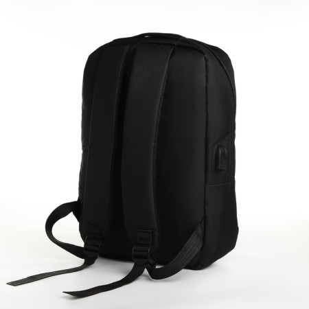 City backpack with USB from textiles with lightning, 2 pockets, black color-4