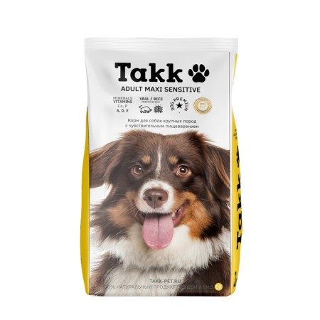 Dry feed TAKK for dogs of large breeds with sensitive digestion, veal/rice, 2 kg
