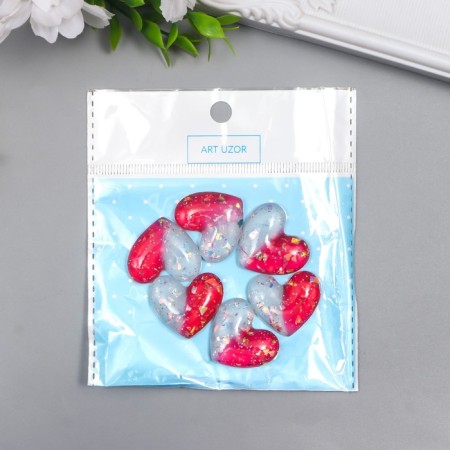 Decor for creativity plastic "Heart-pink-pink heart with gold" 2.4x2.7 cm-2