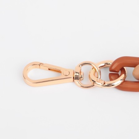 A chain for a bag, plastic, with carbines, 24 × 18 mm, 30 cm, brown/beige/gold color-1
