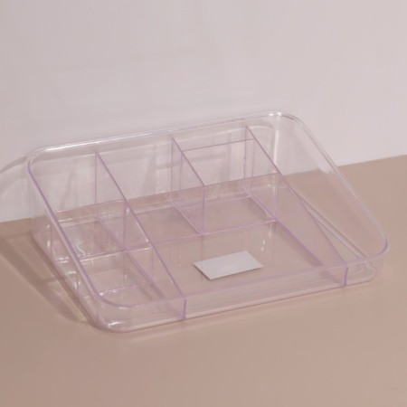 Organizer for storing manicure/cosmetic supplies, 8 sections, 26 × 20 × 7 cm, transparent/mix color-3