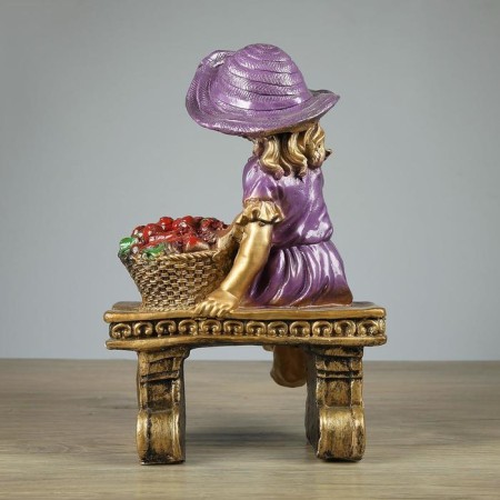 Garden figure "Girl on the bench" Bronze, 21x28x44cm-5