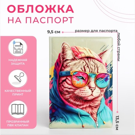 Cover for passport, gray/multi -colored color