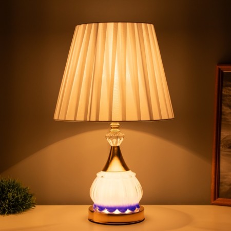 Table lamp "Eva" 1x40W E27 1x4W LED gold/blue 25x25x42cm-1