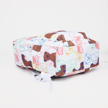 School backpack on lightning from textiles, external pocket, white/pink color-2