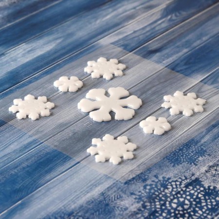 Glass sticker "Snowflakes white with shine" (set 7 pcs) 12.5x12.5 cm, white-1