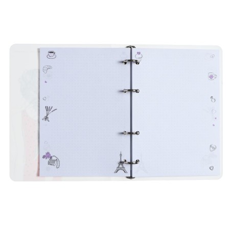 Notebook on rings, 80 sheets to the point "Girl with pigtail", plastic cover, replaced block 70 g/m2-4