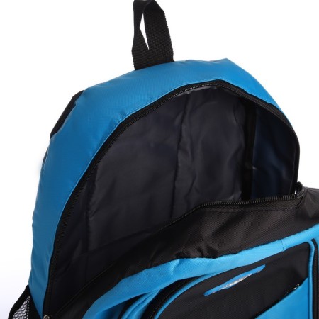 School backpack from textiles on lightning, 4 pockets, blue color-5