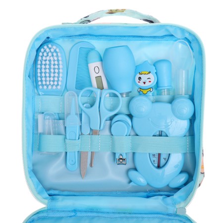 Hygienic kit for newborn care, 13 objects, blue color-17