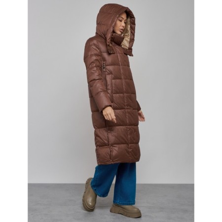 Coat insulated winter female, size 46, dark brown color-5