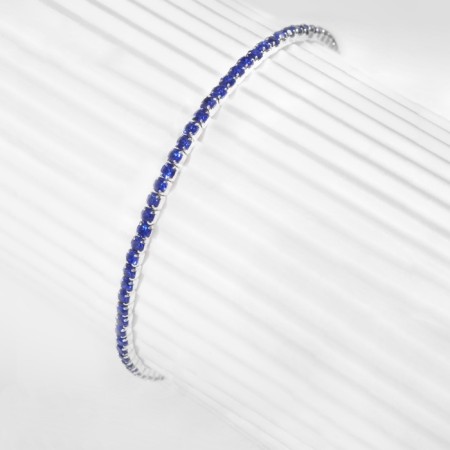 Bracelet "ice" 1 row, blue color in silver, 7 cm-3