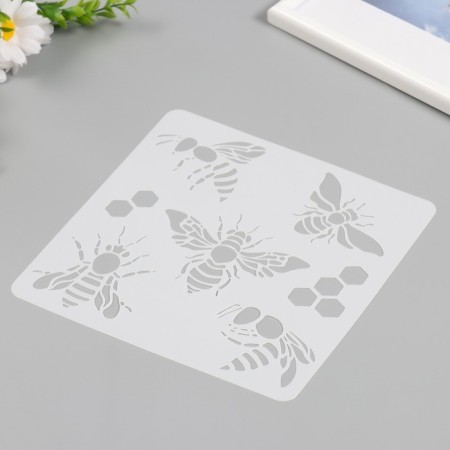 Plastic stencil "Bees" 20x20 cm-1