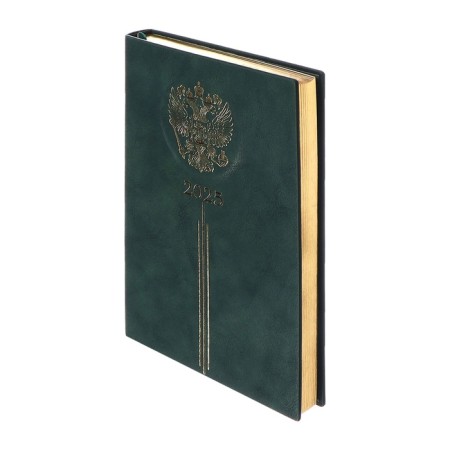 Dated 2025 diary, A5, 176 sheets of Escalada, solid cover of artificial leather, 3D design, embossing foil, lies, cream block 70 g/m2, green-1
