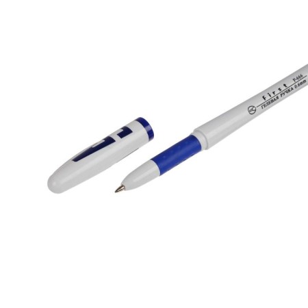 Gel pen, 0.5 mm, blue rod, white body, with rubber hold-9