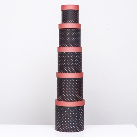 Set of round boxes 5V1 "pink-black peas", 25 × 25 ‒15 × 15 cm-2