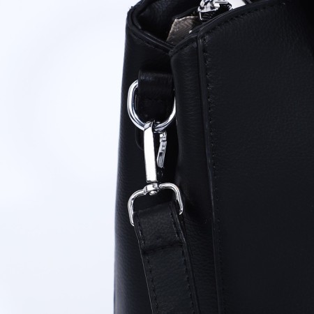 Lightning tout bag, external pocket, long belt, black color-4