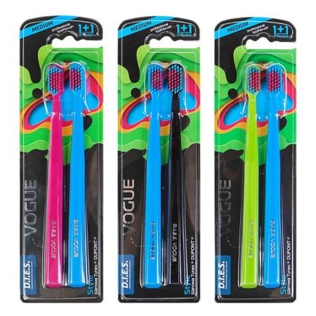 Dental brush D.I.E.S. Vogue Style of average stiffness, 1+1 pc.-6
