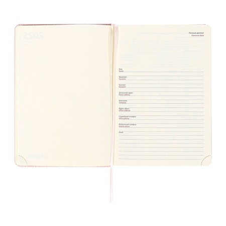 Dated diary 2025 A5 168 sheets, Devente.Barbara, a solid cover to leatherette with foam, praise, perforation, lies, block 70, pink-8